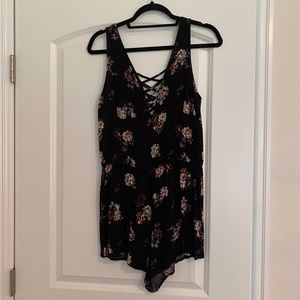 Floral black romper